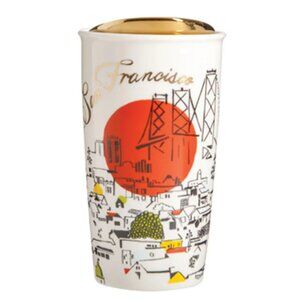 2015 Starbucks San Francisco Ceramic Tumbler Travel Cup 12 Oz To Go City Lid